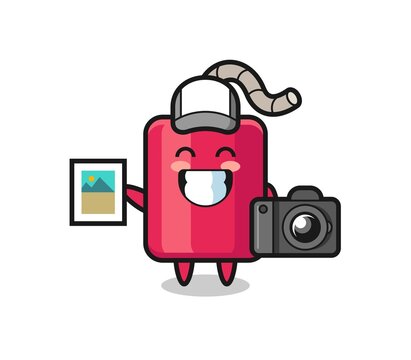 Character Illustration of dynamite as a photographer