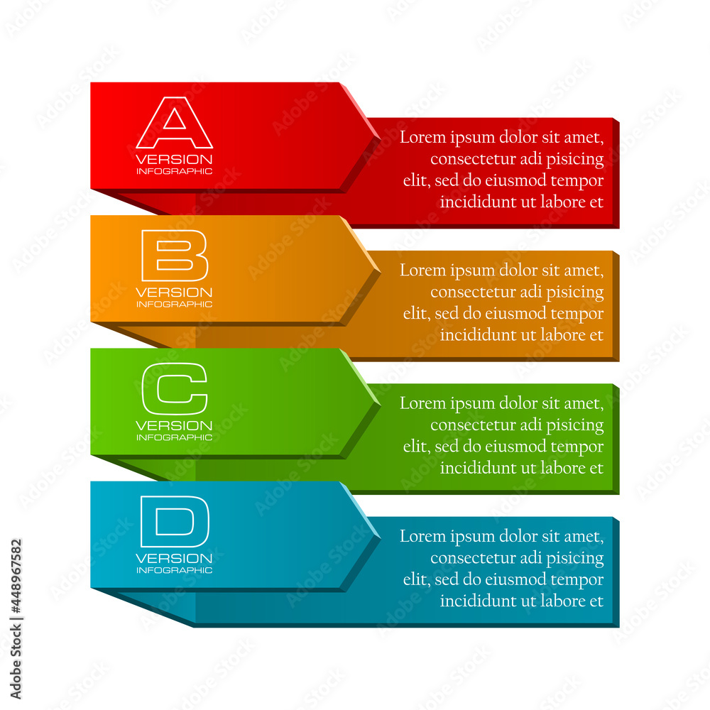 Poster Modern minimal arrow shape elements for business infographics banner. Material style. Vector shape. Can be used for workflow layout, brochure, diagram, chart, number step up options, web design banner