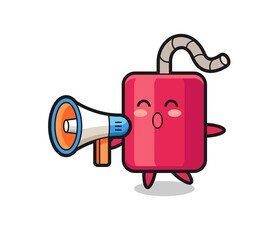 Naklejka premium dynamite character illustration holding a megaphone