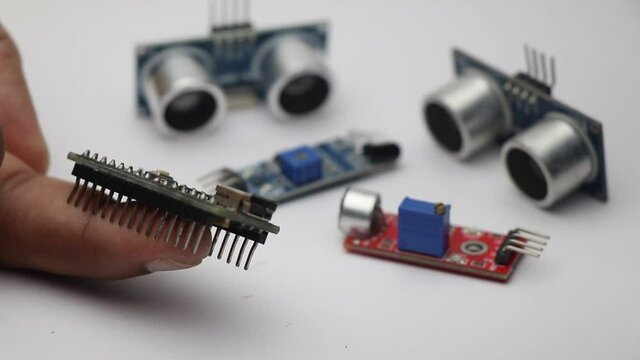 Side view of micro controller board that is programmable and controls other electronic sensor modules