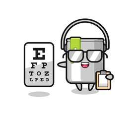 Illustration of paint tin mascot as an ophthalmology