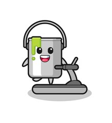 paint tin cartoon character walking on the treadmill
