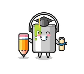 paint tin illustration cartoon is graduation with a giant pencil