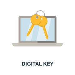 Digital Key flat icon. Colored sign from cryptocurrency collection. Creative Digital Key icon illustration for web design, infographics and more