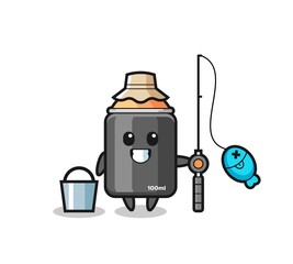 Mascot character of spray paint as a fisherman