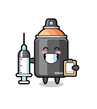 Mascot Illustration of spray paint as a doctor