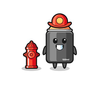 Mascot character of spray paint as a firefighter