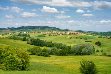 Fototapeta na wymiar Landscape on the Tortona hills at springtime.