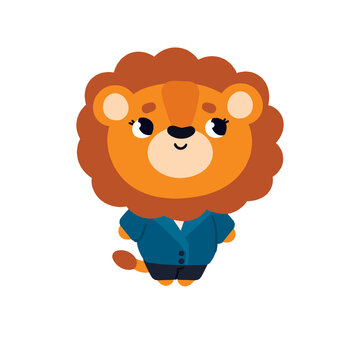 A lion in a suit on a white background. Vector clipart
