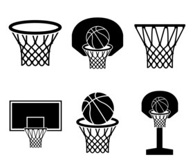 Basketball icon, basketball ring logo isolated on white background