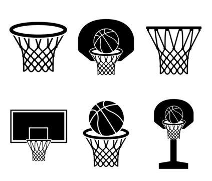 Basketball icon, basketball ring logo isolated on white background