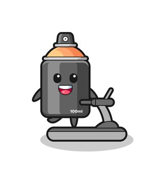 spray paint cartoon character walking on the treadmill