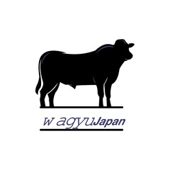 wagyu japan bull logo, silhouette of big and strong breeds cattle vector illustrations