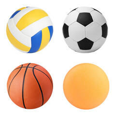 Obraz premium Set with different sport balls on white background