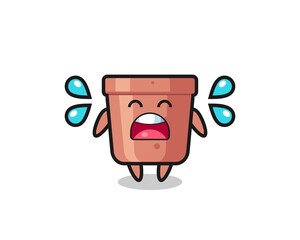 flowerpot cartoon illustration with crying gesture