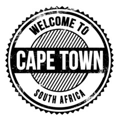 WELCOME TO CAPE TOWN - SOUTH AFRICA, words written on black stamp