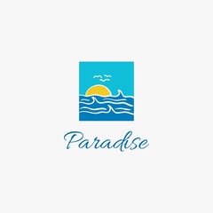 abstract beach surf paradise logo icon perfect for beach resort and modern hotel company