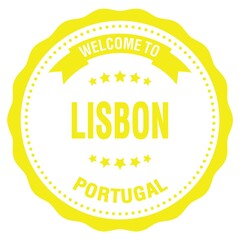 WELCOME TO LISBON - PORTUGAL, words written on yellow stamp