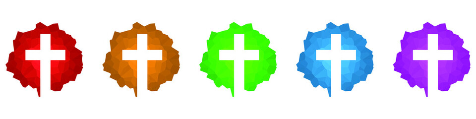 Obraz premium Christian cross icons set. Abstract church logo. Isolated religion symbol. Vector illustration.