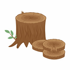 A tree in a cut, color isolated vector illustration in the cartoon style