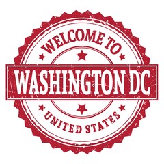 WELCOME TO WASHINGTON DC - UNITED STATES, words written on red stamp