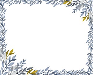 white background with grey and yellow leaves border