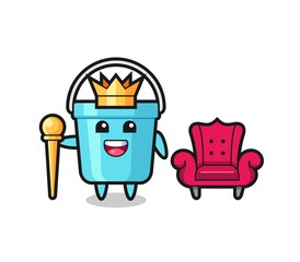 Mascot cartoon of plastic bucket as a king