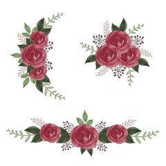 arrangement watercolor roses bouquet for wedding invitation, vector design