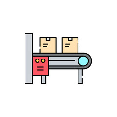 Conveyor with boxes olor line icon. Pictogram for web page, mobile app