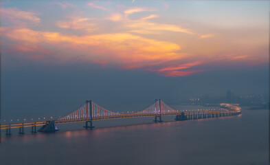 xinghai gate bridge at sunset