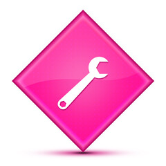 Spanner icon isolated on special pink diamond button illustration