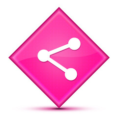 Social media link icon isolated on special pink diamond button illustration