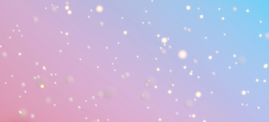 Minimal creative background for Christmas and winter holiday concept. White snow falling on blue and pink gradient background. 3d rendering illustration. Clipping path of each element included.
