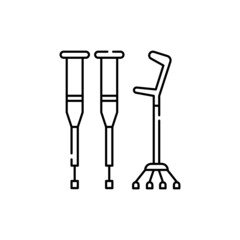 Crutches olor line icon. Pictogram for web page, mobile app, promo.