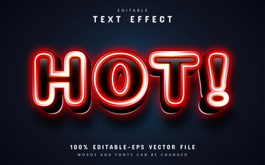 Hot text, red neon style text effect