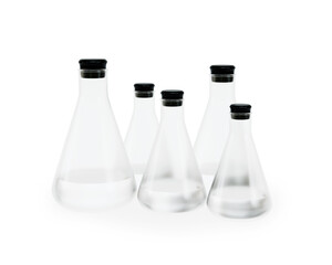 3d rendering test tubes ful liquid on white background