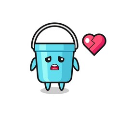 plastic bucket cartoon illustration is broken heart