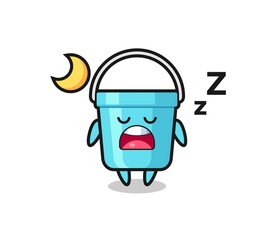 plastic bucket character illustration sleeping at night