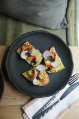 Bruschetta with shrimps and avocado