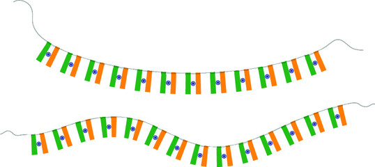 Small bunting of Indian national Flag. Vector illustration and layout elements for Independence Day of India.