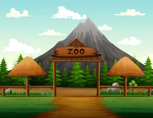 Fototapeten Zoo entrance with no visitors illustration © dreamblack46