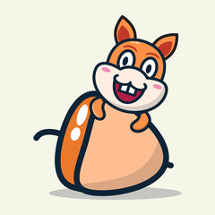 
vector illustration of cute squirrel is on a big bean