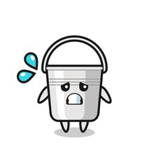 Obraz na płótnie Canvas metal bucket mascot character with afraid gesture