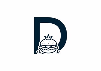 Merger shape of D initial letter with burger and crown