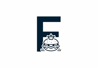 Merger shape of F initial letter with burger and crown