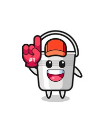 metal bucket illustration cartoon with number 1 fans glove