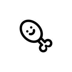 Smiling Drumstick Chicken Food Vegetable Snack Yummy Monoline Symbol Icon Logo for Graphic Design UI UX and Website