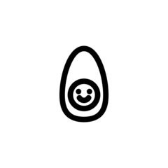 Smiling Boiled Egg Food Vegetable Snack Yummy Monoline Symbol Icon Logo for Graphic Design UI UX and Website