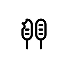 Sausage on Stick Food Vegetable Snack Yummy Monoline Symbol Icon Logo for Graphic Design UI UX and Website