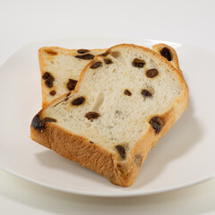 Raisin bread on a plate